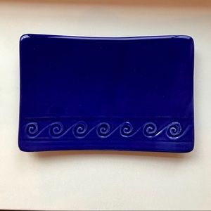 Maori design blue plate by Steiner NZ 8"Lx5"W